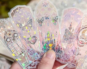 10pcs/ pack Fluorescent Dreamy Stickers Set, Decorative Waterproof Stickers for Scrapbooking, DIY Diary, Album Journal, and Planner Deco