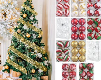 Christmas Tree Designer Ornaments | Modern Glass Ball Set | Shatterproof Holiday Baubles | Nordic Style 2024
