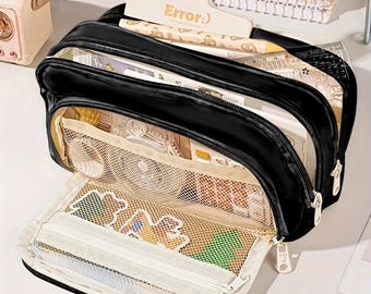 Large Capacity Pencil Case | Cute Multi-Layer Pen Pouch | Durable School Stationery Organizer | Student Office Supply Storage Bag