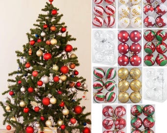 Christmas Tree Designer Ornaments | Modern Glass Ball Set | Shatterproof Holiday Baubles | Nordic Style 2024