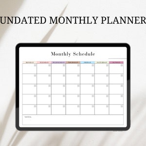 Planificador mensual Goodnotes Plantilla Planificador mensual sin fecha Planificador mensual digital Planificador mensual imprimible Goodnotes Notability Noteshelf