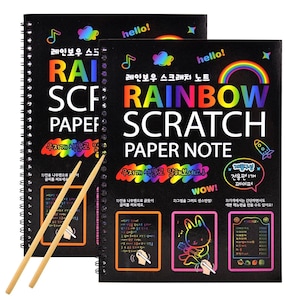 Set da disegno fai da te al neon / Libro da grattare arcobaleno / 2 confezioni di libro da grattare con penna in legno / Regalo di artigianato / Regali di cancelleria