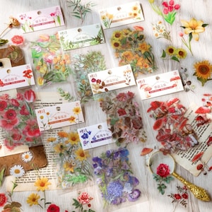 Botanical Floral Stickers for Scrapbooking and Crafting, Plant Nature Decorative Stickers for Scrapbooking, Labeling, Diary, and Journaling