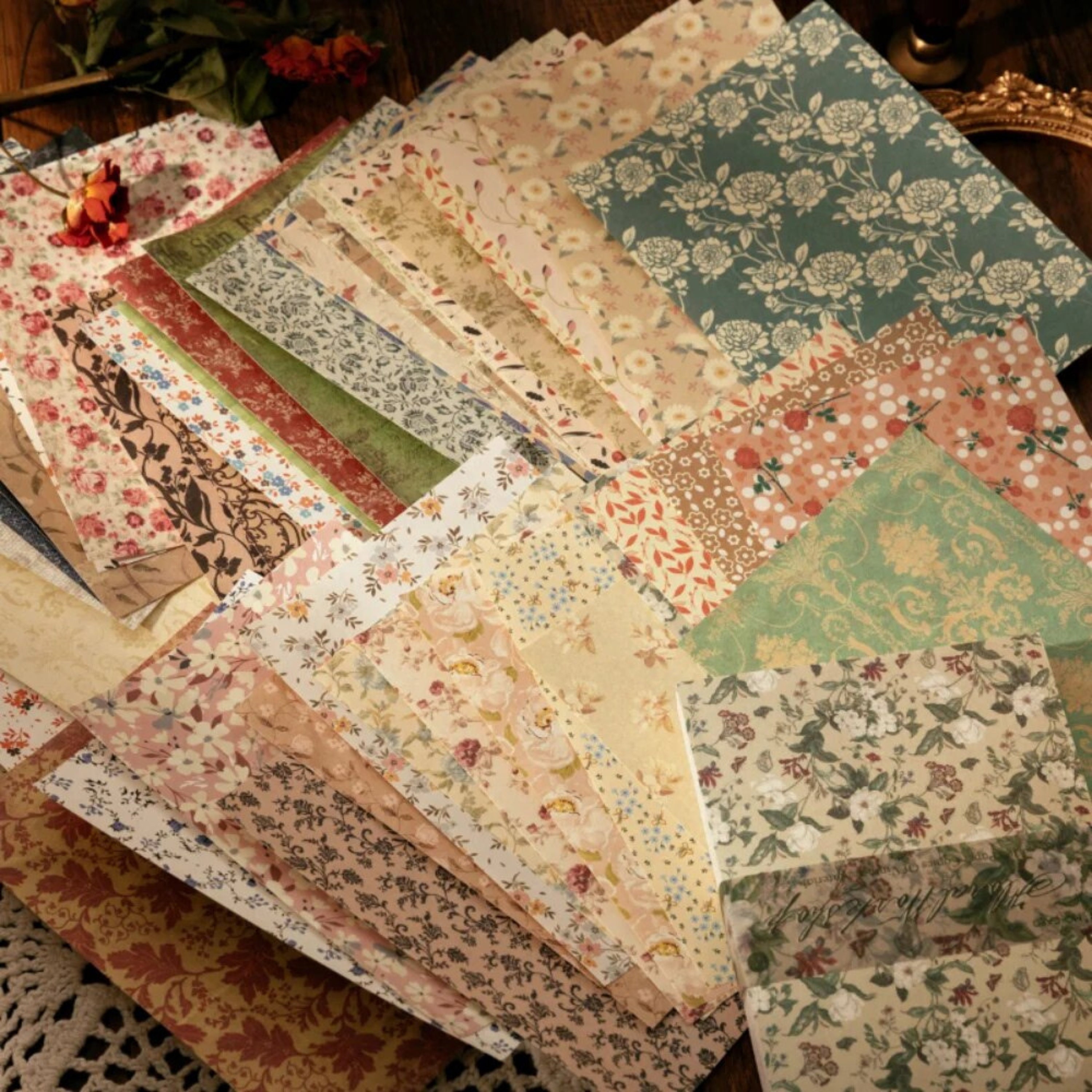 100 Sheets/ Pack Paper Booklet, Vintage Style Collage Paper, Deco Paper ...