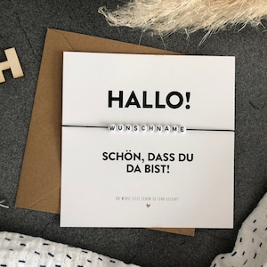 Personalisierte Baby-Karte zur Geburt, Glückwunschkarte "Hallo Name schön, dass Du da bist"