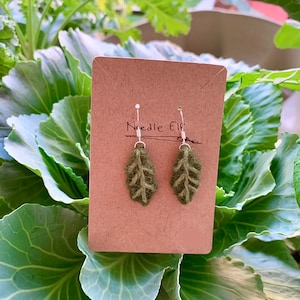 Felted Leaf Earrings