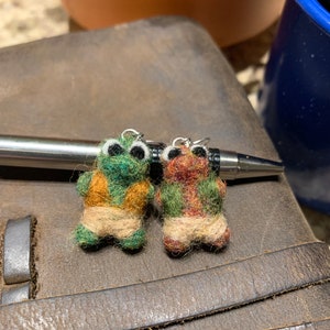 Felted Frog and Toad Earrings