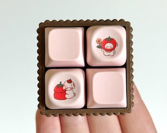 4 Key Sensory Fidget Toy Keychain ADHD - Creamy Clicky Custom Switches ...