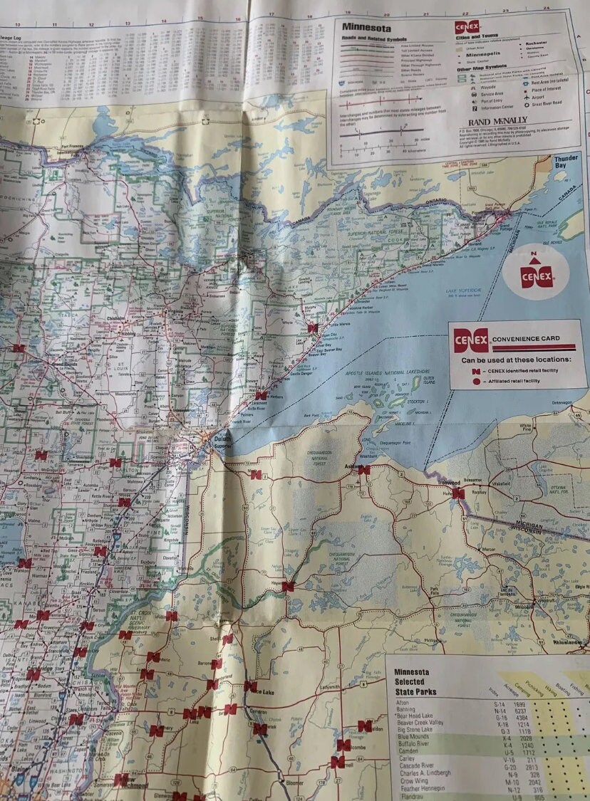 Vintage 1995 Minnesota Cenex Road Map Fold Travel Souvenir Tourist US