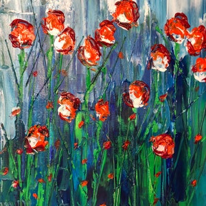 Abstract red and white flowers