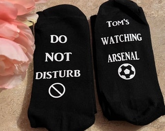 Personalised football socks Arsenal Liverpool Tottenham Leeds united Manchester gift for him birthday Christmas Father’s Day dad husband
