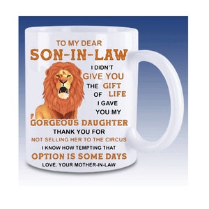 Personalised son in law cup mug custom gift for him mother son Christmas present