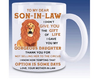 Personalised son in law cup mug custom gift for him mother son Christmas present