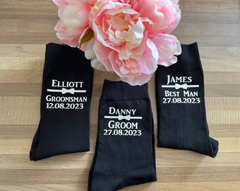 Chaussettes de mariage personnalisées meilleur homme marié garçon d'honneur page personnalisée cadeau garçon pour lui