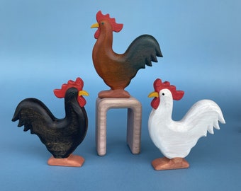 Wooden Rooster toy - Wooden Farm Birds - Toy gift for toddlers - Wooden toys