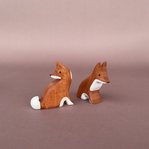 Wooden fox figurines 3pcs Wooden toys Wooden animal figurines Fox toy Baby gift image 5