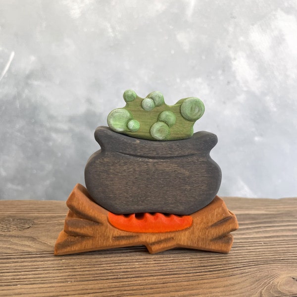Cauldron for Halloween - wooden toy - Halloween kids room decor - Halloween baby gift