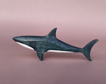 Wooden shark figurine - Toy wooden animal  - Wooden figurines of marine life - Gift for Toddlers