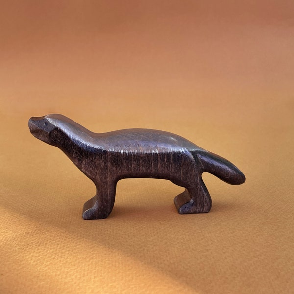 Wooden honey badger Toy - Eco-Friendly Wood Animal Figure for Kids- Wooden animal toys - Montessori Waldorf Toys | Educational Toys