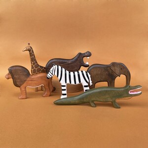 Wooden zebra figurine Wooden animal toys Safari animal figurine Waldorf wooden animal figurines Zebra toy image 5