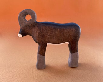 Wooden Mountain Ram Toy - Wooden animal toys - Forest animal toys -  Wooden animal figurines - Eco-friendly wooden toy