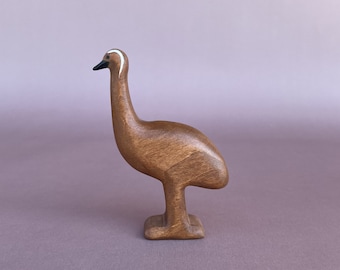 Wooden ostrich emu figurine - Wooden Australian birds - Wooden animal toys - Wooden ostrich emu toy - Carved wooden toys