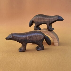 Wooden wolverine Toy Wooden animal figurine Handcrafted Wood Animal Figure for Kids l Montessori Waldorf Toys Educational Toys image 3