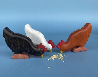 Wooden Farm Animal Toy | Wooden Hen figurine | Handmade Eco-friendly Toys for Kids | Educational Montessori Waldorf Toys