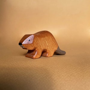 Wooden beaver figurine Wooden animal toys Forest animal toys Wooden animal figurines Beaver toy image 2