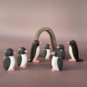 Wooden penguins figurines set Wooden animal toys Penguin wood toy Wooden animal figurines Arctic animal figurines image 9