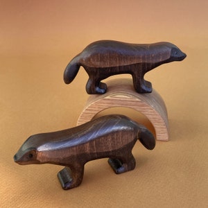 Wooden wolverine Toy Wooden animal figurine Handcrafted Wood Animal Figure for Kids l Montessori Waldorf Toys Educational Toys image 4