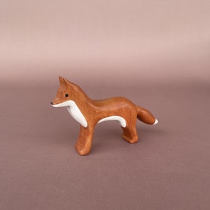 Wooden Fox Toy Figure Fox toy Wooden animal figurines Woodland animals Handmade Eco-friendly Toys for Kids Natural wooden toys image 1