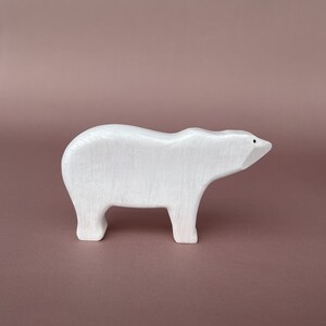 Wooden polar bear figurines 2 pcs Wooden animal figurine Wooden toys Arctic animal toys Wood arctic bear toy White bear figurine image 5