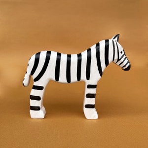 Wooden zebra figurine Wooden animal toys Safari animal figurine Waldorf wooden animal figurines Zebra toy image 3