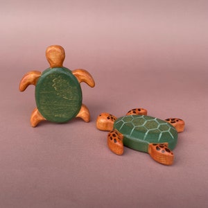 Wooden turtle figurine Wooden toys Animal figurines Sea creatures figurine Wooden turtle toy image 5