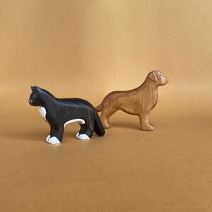 Wooden cat and dog figurines Toy wooden animals Wooden cat & dog toys Wooden pets figurines Waldorf toys image 8