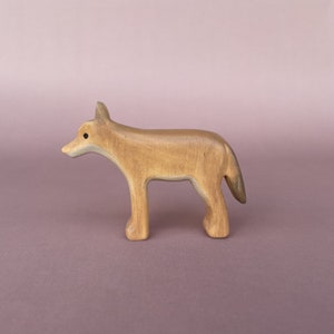 Wooden coyote figurine 1 pcs Wooden animals toys Wooden toys Woodland animal toys Natural wooden toys Coyote toy image 1