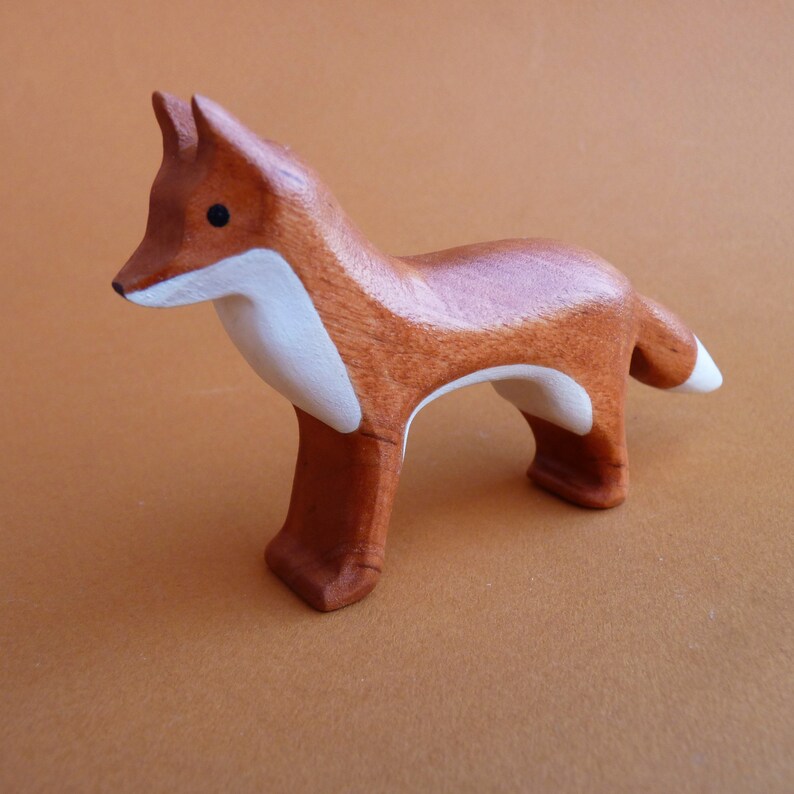 Wooden animals figurines 4pcs Wooden Bear Fox Wolf and Hare toys Birthday gift for kids image 7