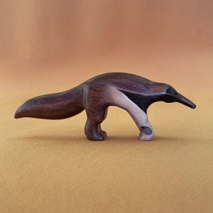 Wooden Anteater Toy Eco-Friendly Wood Animal Figure for Kids Wooden animal toys Montessori Waldorf Toys Educational Toys for Children image 2