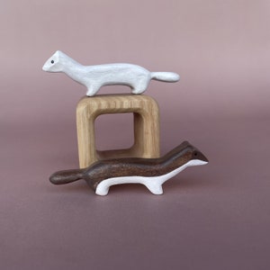 Wooden weasel set (2 pcs) - Wooden Animal Figurine Toys - Weasel toy - Wooden toys - Wild animals - Handmade Eco-friendly Toys for Kids