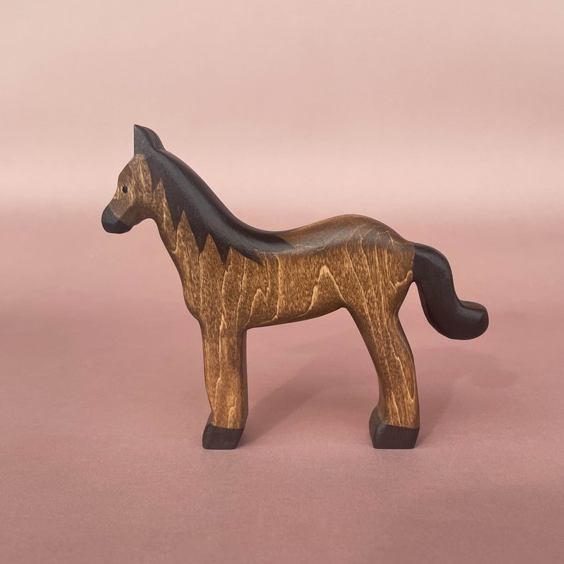 Wooden horse & foal figurine 2pcs Wooden animal toys Farm animals Horse toy Natural Toys Wooden Toy Wooden animal figurines image 4