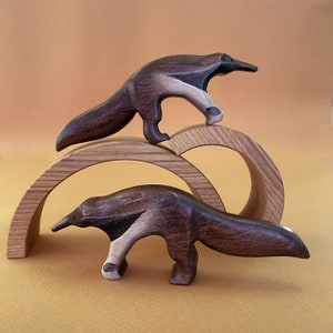 Wooden Anteater Toy Eco-Friendly Wood Animal Figure for Kids Wooden animal toys Montessori Waldorf Toys Educational Toys for Children image 4
