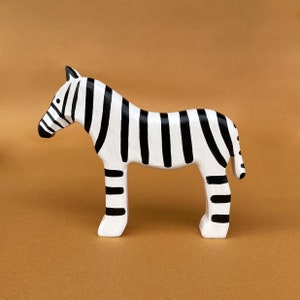 Wooden zebra figurine Wooden animal toys Safari animal figurine Waldorf wooden animal figurines Zebra toy image 1