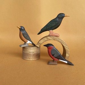 Wooden Bird Toy Set (3 pcs) - Wooden bird figurines | Eco-friendly Toys for Kids | Montessori Waldorf Toys | Educational Toys for Toddlers
