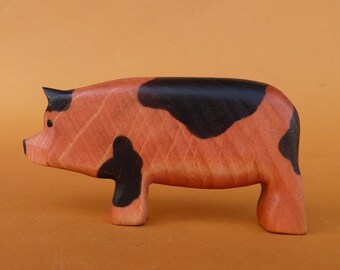 Wooden pig figurine | Wooden Farm Animal Toy |  Pig toy | Handmade Eco-friendly Toys for Kids | Montessori Waldorf Toy