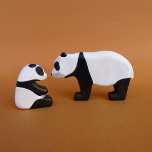 Wooden panda figurine - Wooden animal toys - Forest animal toys -  Wooden animal figurines - Panda toy