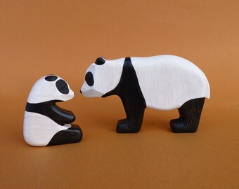 Wooden panda figurine - Wooden animal toys - Forest animal toys -  Wooden animal figurines - Panda toy