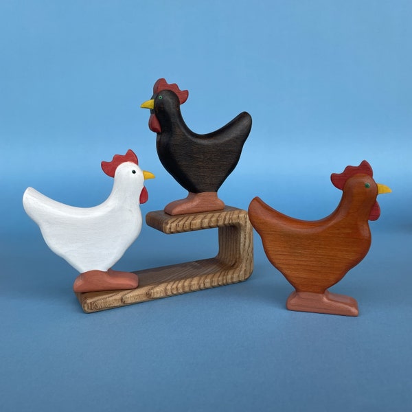 Wooden Farm Animal Toy | Wooden Hen figurine | Handmade Eco-friendly Toys for Kids | Educational Montessori Waldorf Toys