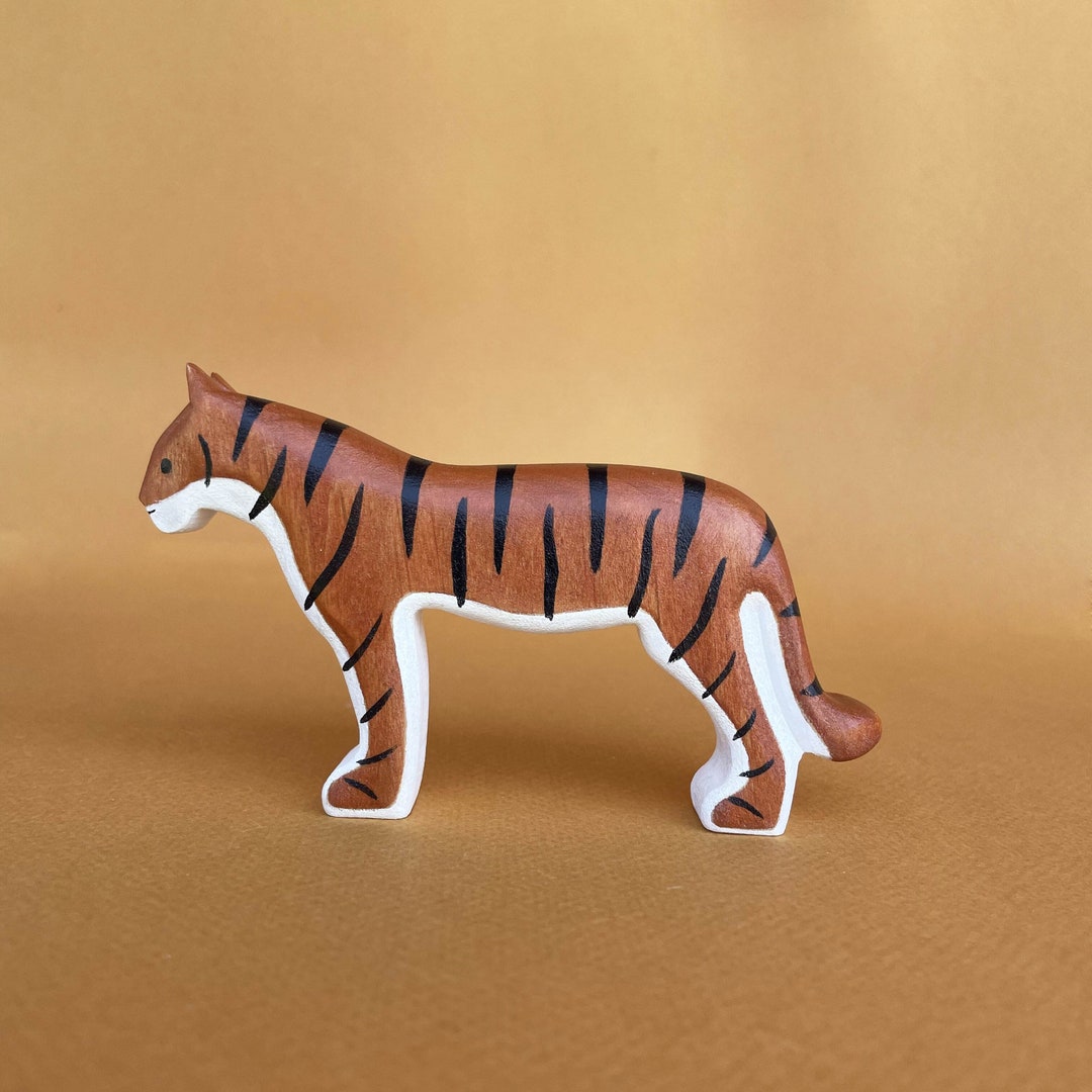 Wooden Tiger Figurine Wooden Animal Toys Woodland Animal Figurines