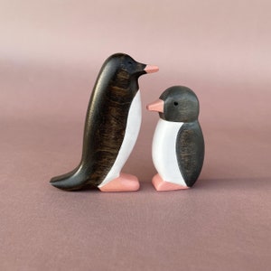 Wooden penguins figurines set Wooden animal toys Penguin wood toy Wooden animal figurines Arctic animal figurines image 1